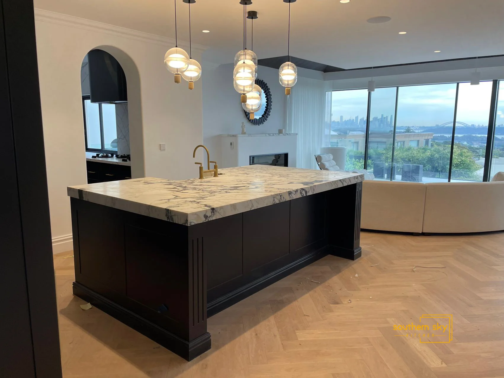 Luxurious marble kitchen island with exquisite craftsmanship, sleek design, and unmatched elegance for modern interiors.