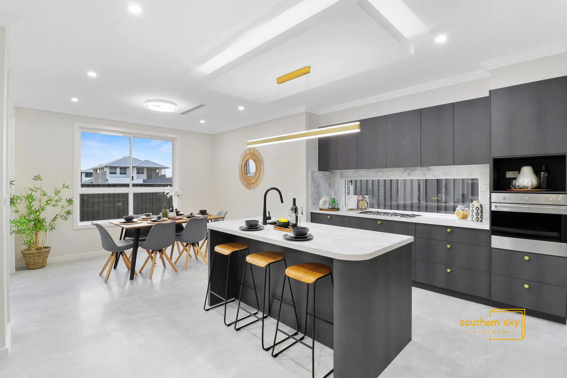 Modern kitchen elegance with sleek cabinetry, minimalist design, and premium finishes, blending style with functionality.